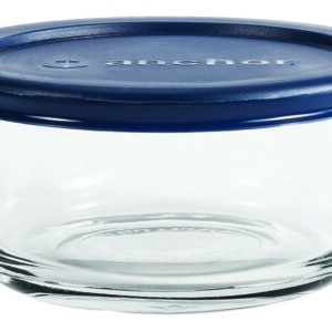 Anchor Hocking Classic Round Glass Food Storage with Navy Lid, 4