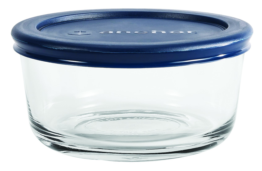 Anchor Hocking Glass TrueSeal Round Food Storage Containers with Blue Lids