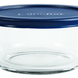 Anchor Hocking Classic 8 Piece Round Glass Food Storage Set with Navy Lids